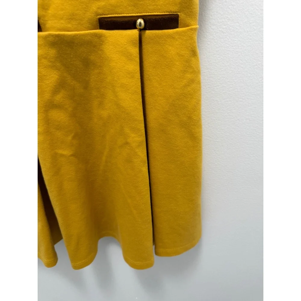 Janie and Jack Girls Mustard Yellow Peter Pan Collar Ponte Ruffle Dress Size 6